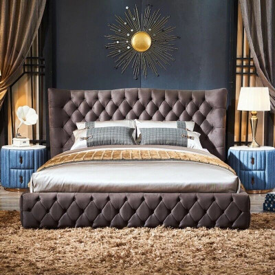 Chesterfield Big Bett Großer Kopfteil Ohren Betten Polster Doppelbett