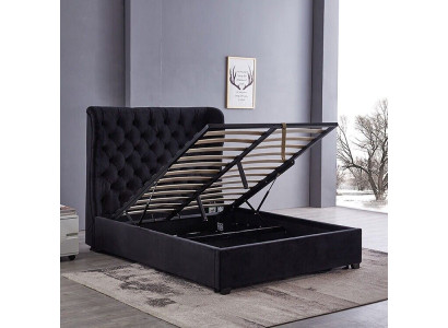 Schwarzes Chesterfield Polsterbett Luxus Schlafzimmer Deko Design Betten Leder