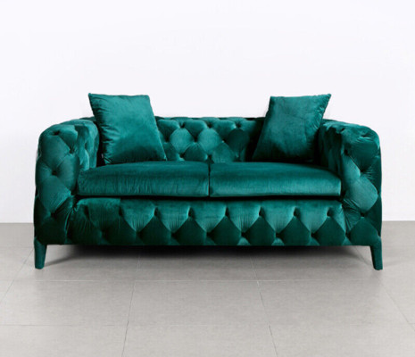 Grüne Chesterfield 3+1 Sitzgarnitur Sofa Stoff Couchen Polster Garnitur
