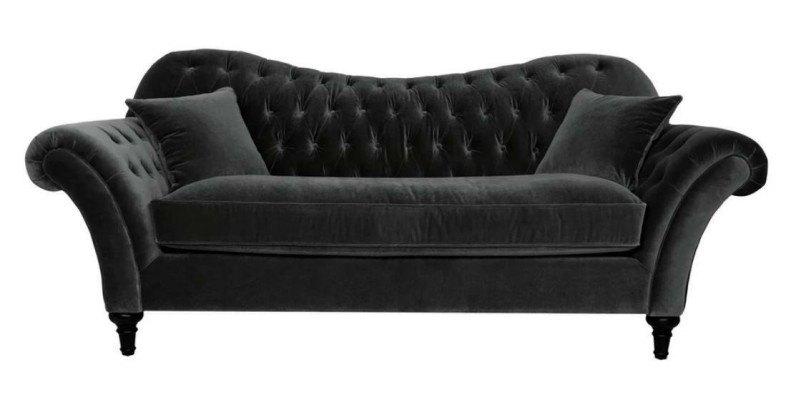 Couchen Polster Sofa Sofas Chesterfield Schwarz Dreisitzer Stoff Wohnzimmer Neu