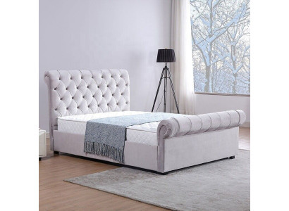 Klassisches Samt Textil Bett Doppel Hotel Betten Gepolsterte Schlazimmer 180x200 cm