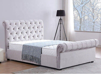 Klassisches Samt Textil Bett Doppel Hotel Betten Gepolsterte Schlazimmer 180x200 cm