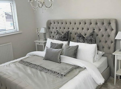 Chesterfield Designer Bett Schlafzimmer Textil Leder Polster 140/160/180/200 cm