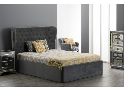 Chesterfield Design Bett 180x200cm Graue Schlafzimmer Betten Hotel Polster Luxus