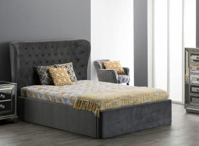 Chesterfield Design Bett 180x200cm Graue Schlafzimmer Betten Hotel Polster Luxus