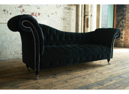 Chesterfield Dreisitzer Couch Polster Design Sofa 3er Sitz Sofas Zimmer Schwarz