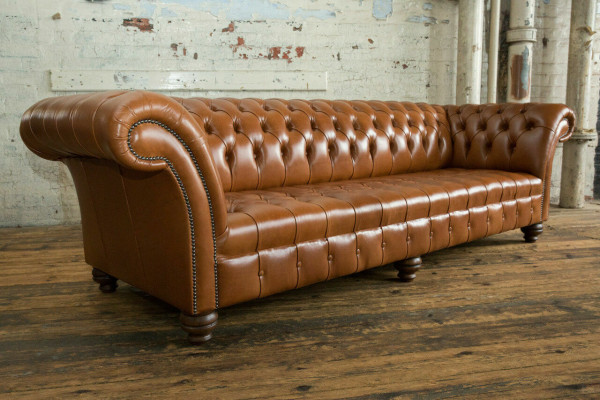 Braune Chesterfield Couch Leder 4 Sitzer xxl Big Sofa Couchen Big Neu Polster