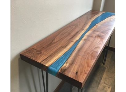 Konsolentisch Sideboard Echtes Holz Designer Tisch Epoxidharz Wasserfall Fluss