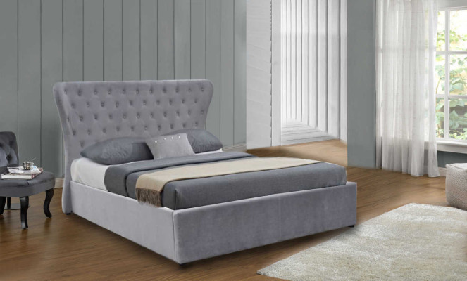 Graues Chesterfield Doppelbett Luxus Betten Designer Schlafzimmer Bett