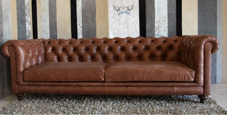 Chesterfield Sofa Couch Polster Stoff Leder Couchen Polster Garnitur 3 Sitzers