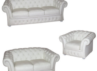Weiße Chesterfield Sofa 3+2+1 SITZER Polster Designer Sofas Garnitur