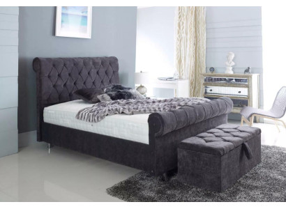 Chesterfield Design Samt Bett Luxus Textil Betten Schlafzimmer Doppel