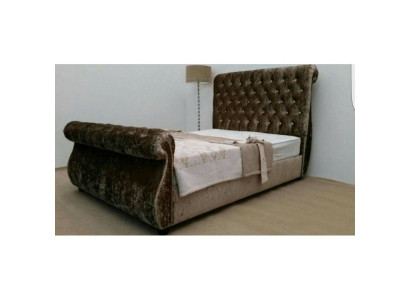 Chesterfield Design Bett Schlafzimmer Textil Samt Leder Polster Hotel Betten Neu
