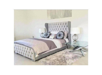 Chesterfield Design Bett Textil Samt Polster Leder Hotel Betten Schlafzimmer Neu