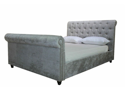 Design Chesterfield Bett Textil Samt Polster Leder Hotel Betten Schlafzimmer Neu