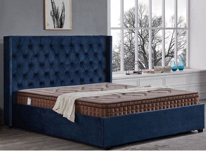 Royales Blaues Schlafzimmer Bett Polster Doppelbetten Chesterfield Design