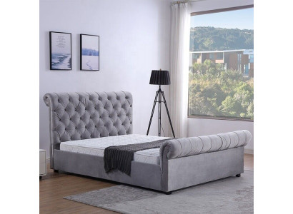 Design Chesterfield Bett Textil Polster Leder Hotel Betten Schlafzimmer Neu Samt