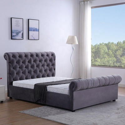 Design Chesterfield Bett Textil Leder Hotel Betten Schlafzimmer Neu Samt Polster