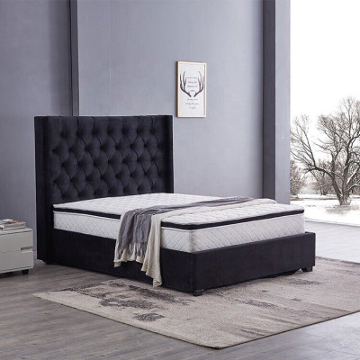 Modernes schwarzes Chesterfield Luxus Bett Textil Doppelbetten