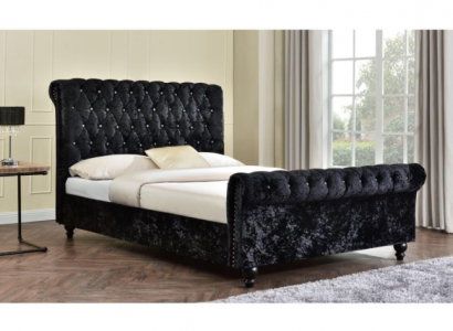 Schwarz Bett Chesterfield Polster Betten Schlafzimmer XXL Big 140x200