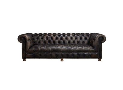 Klassische Chesterfield Couch Schwarz Englische Wohnzimmer Couchen