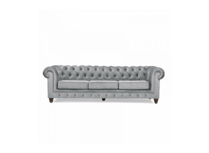 Chesterfield 5 Sitzer Klassische Luxus Sofa Textil Leder Couch Silber Couchen
