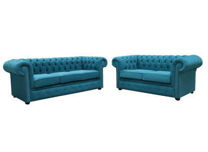 Sofagarnitur 3+2 Sitzers Klassische Luxus Sofa Couch Chesterfield Textil Leder