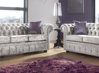 Sofagarnitur Chesterfield 3+2 Sitzers Klassische Barock Rokoko Sofa Textil Leder