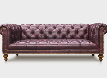 Brauner Chesterfield 3 Sitzer Sofa Ledersofa Couch Polster Möbel