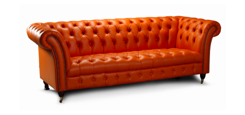 Designer Sofa 3 Sitzer Chesterfield Couch Polster Sofas Design Orange 
