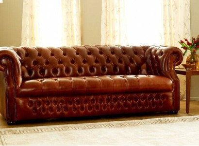 Brauner Chesterfield Dreisitzer Designer 3-Sitzer Sofa Stilvolle Couch