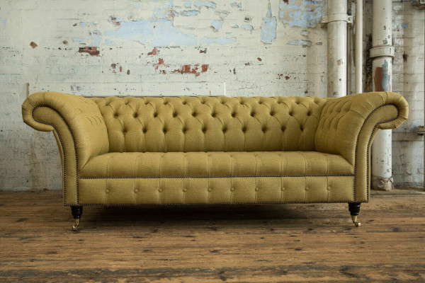 Gelbe Couch Dreisitzer Polster Design Sofa 3er Sitz Sofas Zimmer Luxus Couchen