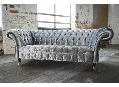 Dreisitzer Silber Couch Polster Design Sofa 3-er Chesterfield Sofa