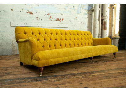 Klassische Chesterfield Sofa 4 Sitzer Sofas Couchen Leder Gelb Design Polster