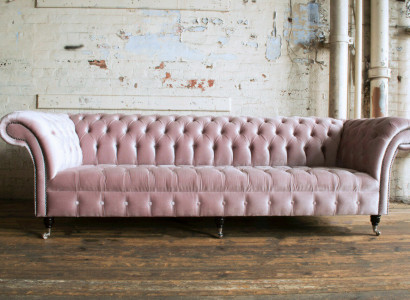 Chesterfield Couch xxl big sofa couchen samt leder textil polster 4 sitzer neu