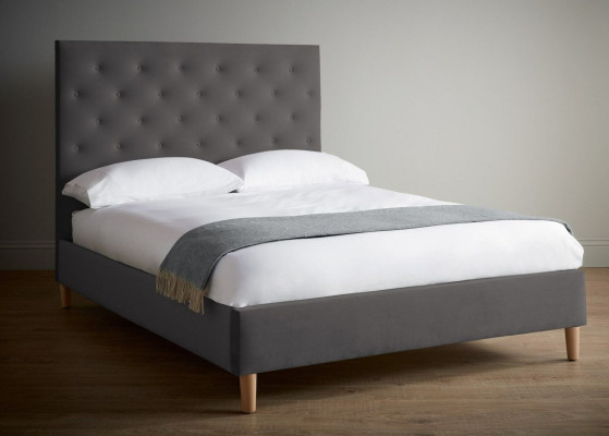 Bett Polster Design Luxus Doppel Hotel Betten Schlaf Zimmer Chesterfield Grau