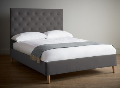 Bett Polster Design Luxus Doppel Hotel Betten Schlaf Zimmer Chesterfield Grau