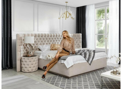 Chesterfield Bett Luxus Schlafzimmer Hotel Deko Polster Betten mit Knöpfen