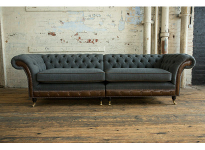 Chesterfield Sofa Couch Polster Sofas Couchen Viersitzer Stoff 265cm Sitzpolster