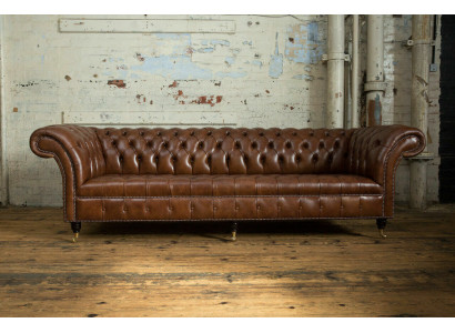 Chesterfield Braun Couch Sofa Polster 4 Sitzer Couchen Sitz Garnitur Sofas 265cm