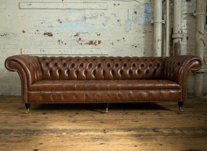 Chesterfield Braun Couch Sofa Polster 4 Sitzer Couchen Sitz Garnitur Sofas 265cm