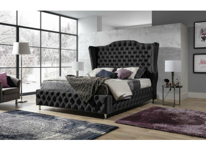 Schwarzes Bett Chesterfield Polster Doppelbett Luxus Schlafzimmer Design Betten