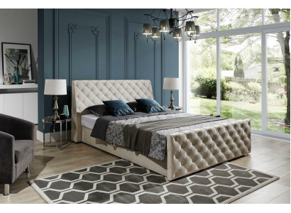 Chesterfield Bett Betten Leder 180x200cm Polster Ehe Design Leder Hotel Möbel