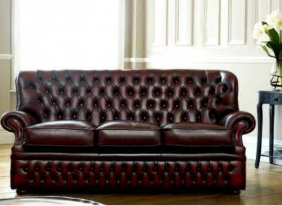 Brauner Chesterfield 3-Sitzer im Antik Stil Designer Wohnzimmer Couch