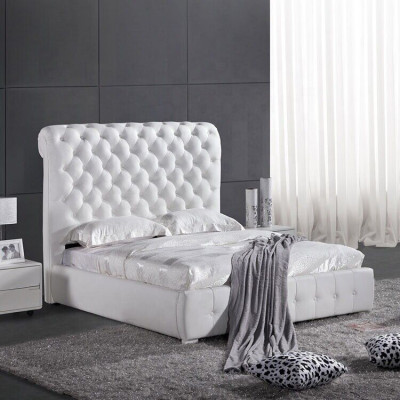 Klassisches Schlafzimmer Bett 160x 200 cm Leder Textil Chesterfield Hotel Betten