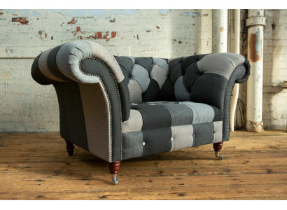 Grau-Blaue Chesterfield Sessel Luxus Einsitzer Designer Möbel