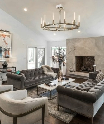 Graue Chesterfield Luxus Designer Couch Moderner 3-er Sofa