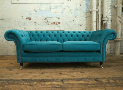 Türkis Chesterfield Couch Designer 3-Sitzer Luxus Wohnzimmer Sofa