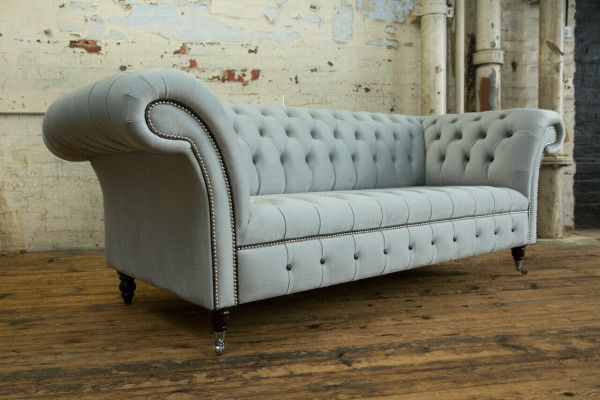 Weißer Designer Chesterfield Dreisitzer Moderne 3-er Couch