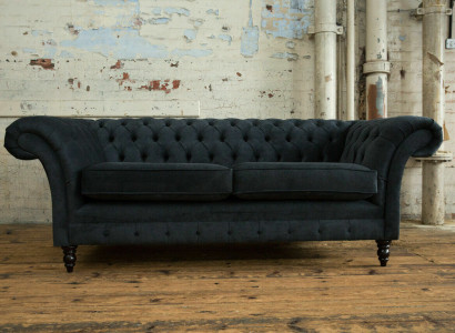 Stilvolles Schwarzes Chesterfield Sofa Designer 3-Sitzer Luxus Couch